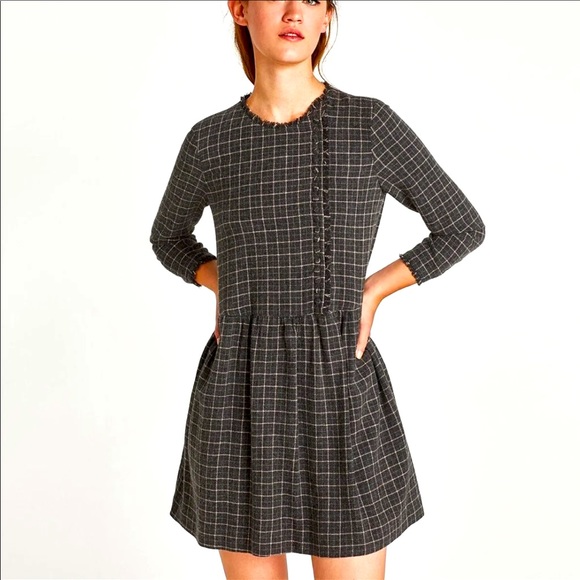 Zara Dresses & Skirts - Zara Trafaluc Plaid Button Detail Baby Doll Dress